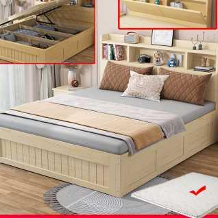 新款实木床1米5儿童床单人床箱体床12米多功能收纳床气压高箱储物