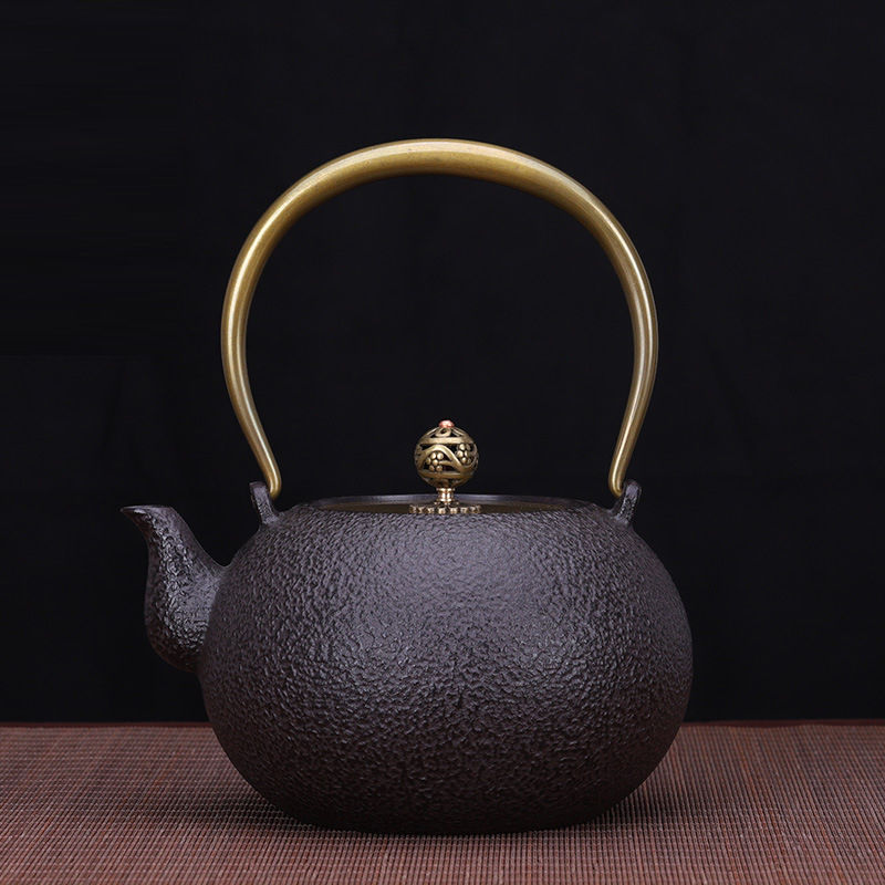 日式围炉煮茶器铁壶铸铁圆素无涂层日本生铁壶烧水壶泡茶铸铁茶壶