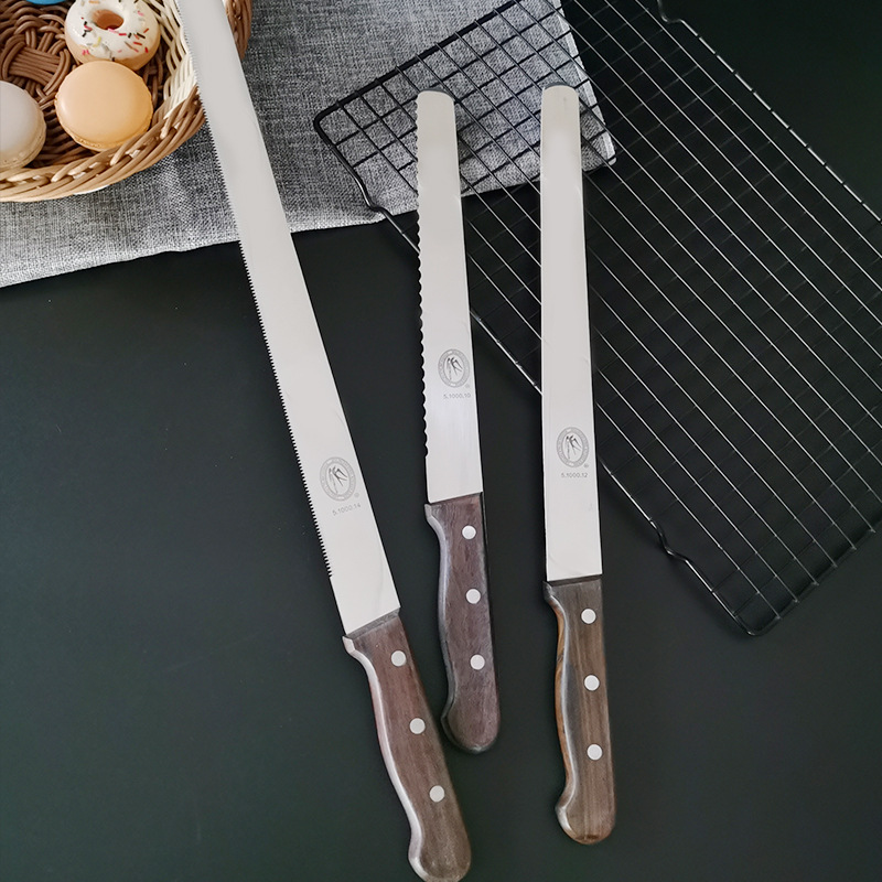 烘焙桃木柄锯齿刀蛋糕切刀厨房不锈钢料理刀具木柄燕唛刀10-14寸