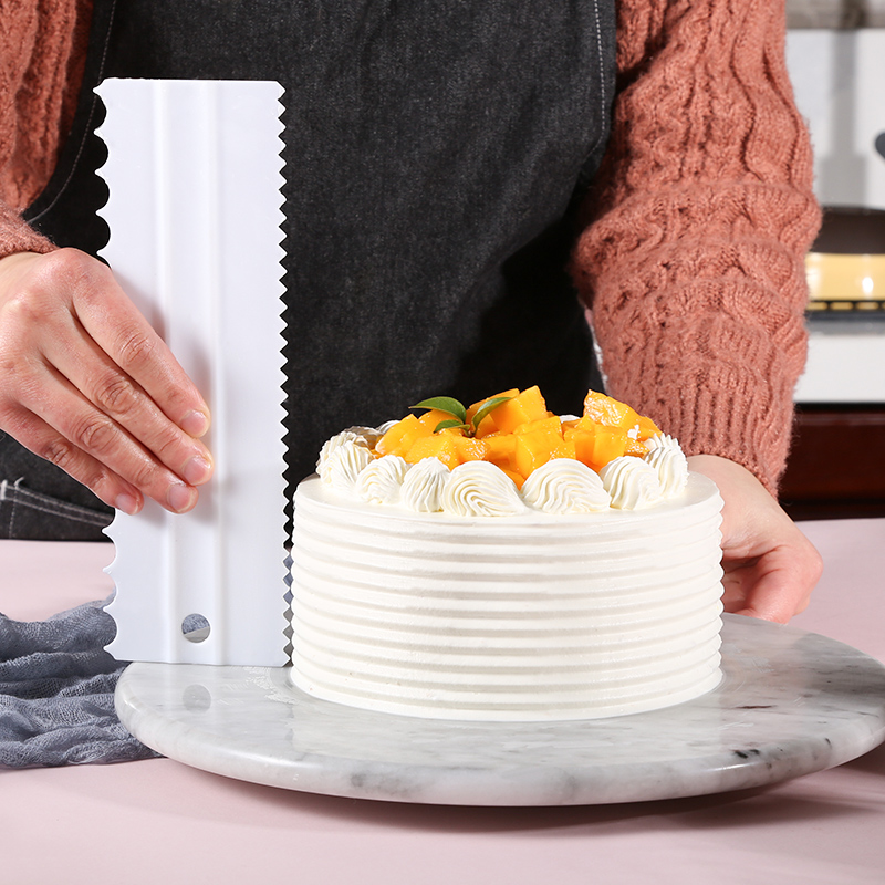 蛋糕奶油加长刮板4件套 双面可用奶油抹面锯齿刮片家用烘焙工具