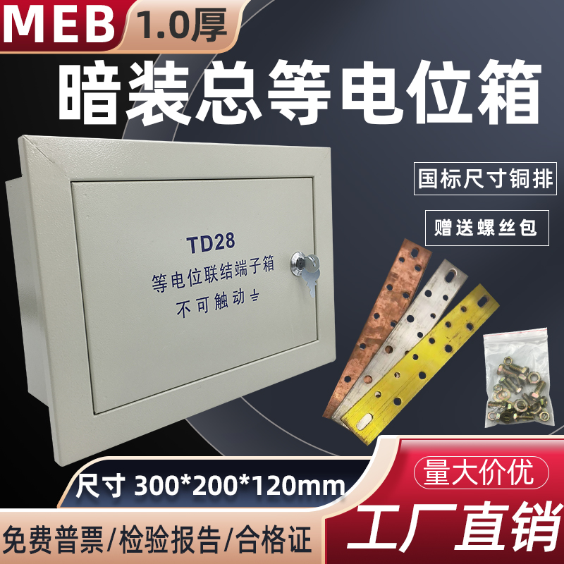 MEB总等电位端子箱暗装加油站TD28总等电位联结端子箱300x200大号