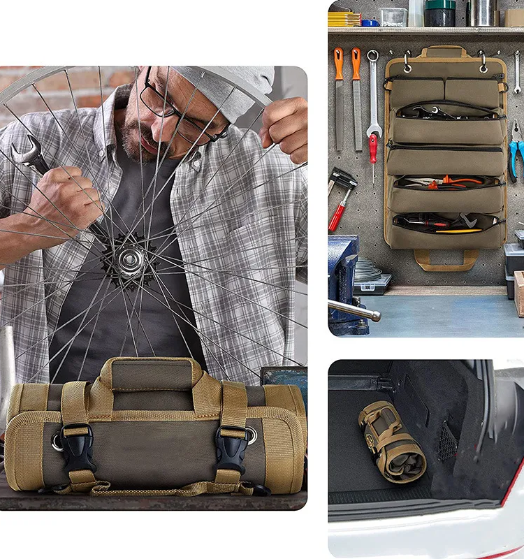 便携式新款手提电工工具包卷式电工木工收纳袋卷筒车载五金工具包