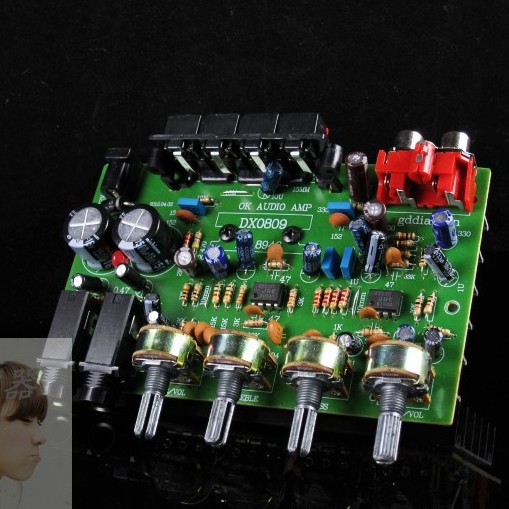 双话筒大功率芯片功放板12V低音炮功放板音箱主板内置散热器