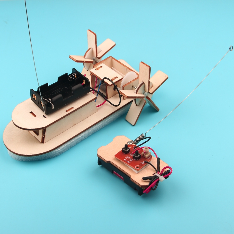 新款遥控双桨电动明轮船学生手工制作材料科技小发明diy拼装模型