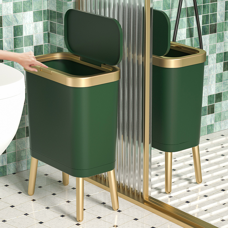 卫生间垃圾桶有盖厕所家用带盖按压洗手间马桶夹缝浴室防水厕纸桶