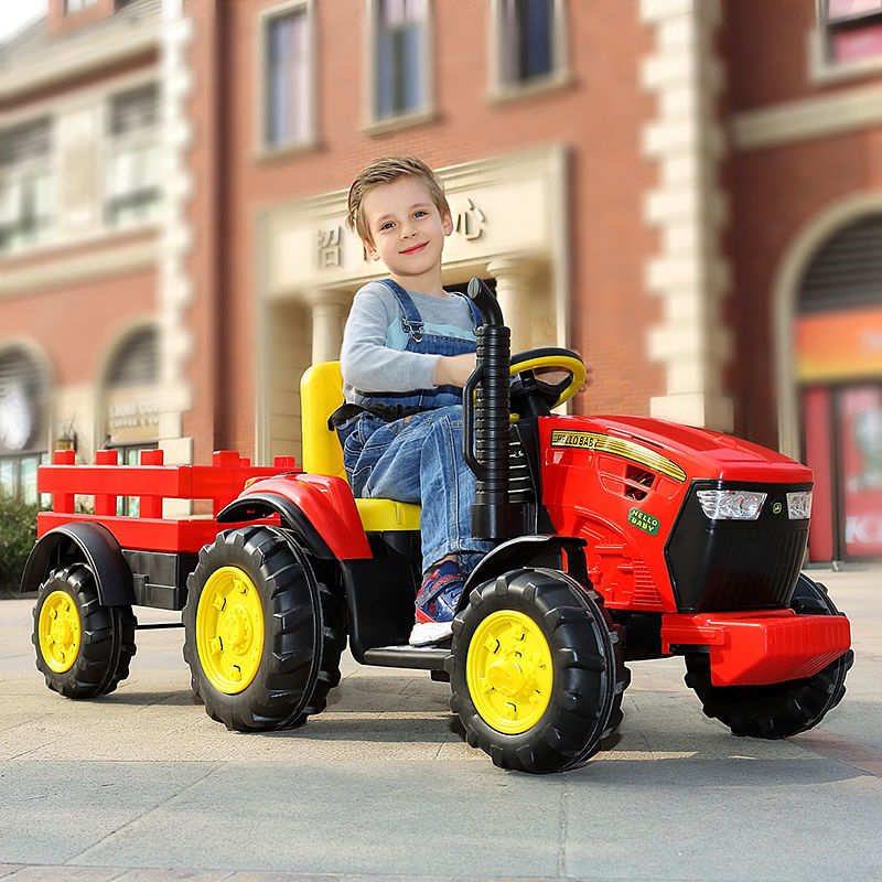 网红儿童拖拉机电动玩具车可坐人带斗小孩宝宝遥控双人汽车超大号