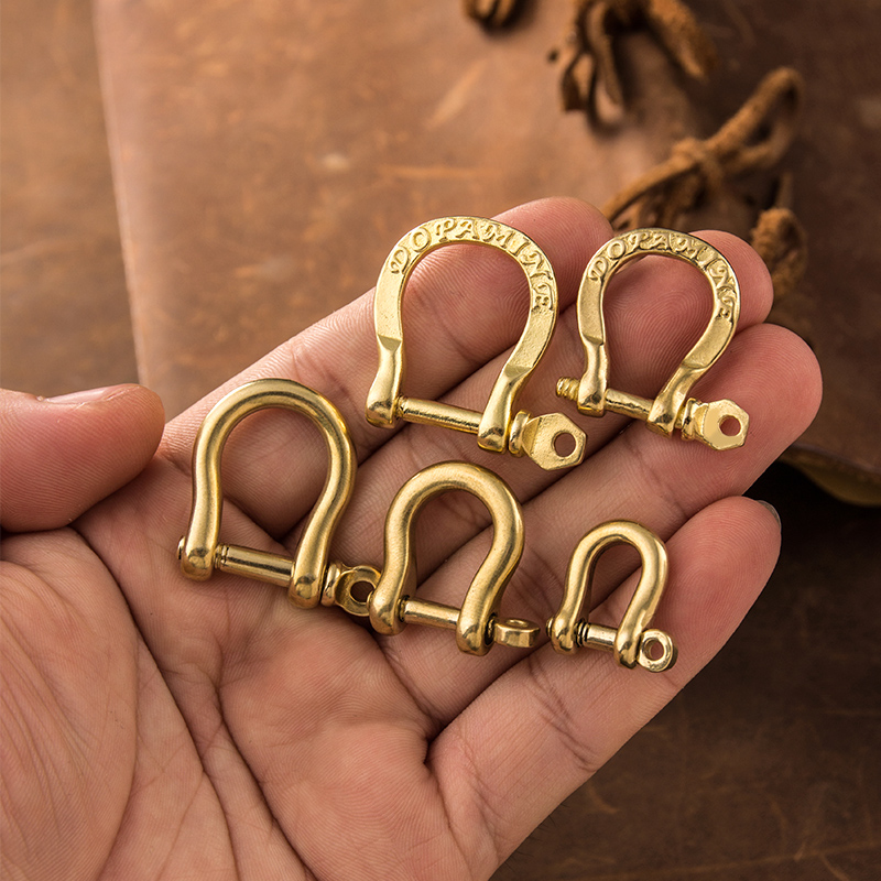 黄铜马蹄扣 钥匙扣挂件配件锁匙圈环皮绳包包配件DIY材料 D型扣