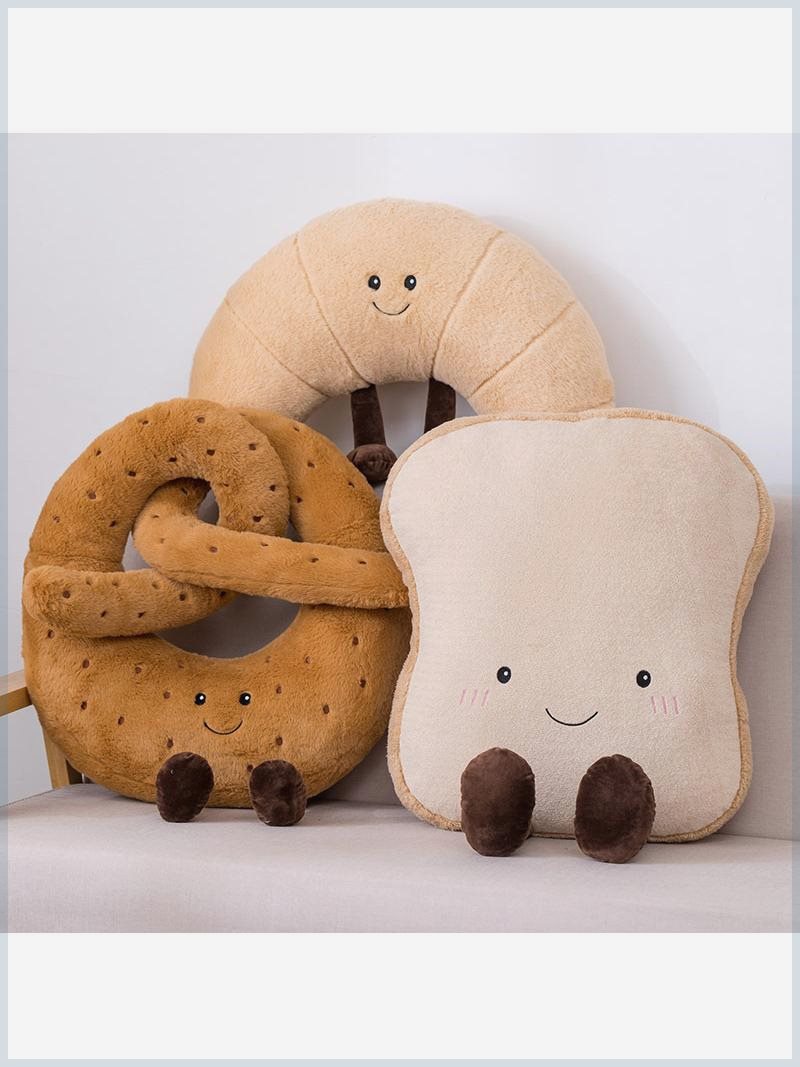 牛角包挂件可爱法棍面包公仔创意小眼睛吐司毛绒玩具抱枕玩偶布娃
