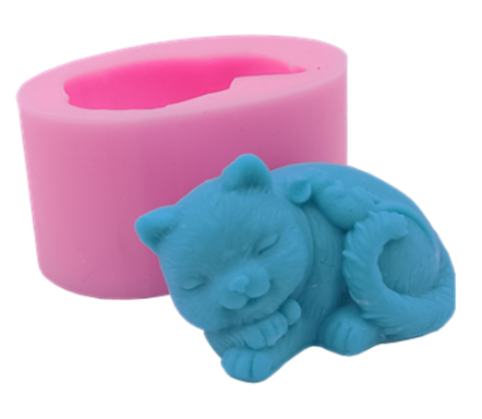 3D立体猫慕斯蛋糕巧克力翻糖DIY手工皂滴胶香薰蜡烛石膏硅胶模具