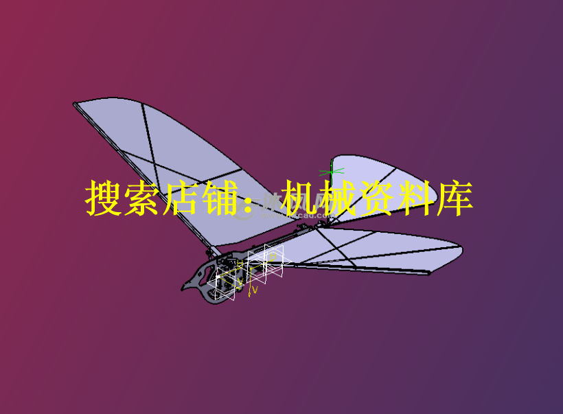 扑翼飞行器设计3D图纸档仿生鸟含齿轮减速摇臂机构/电机/舵机[31