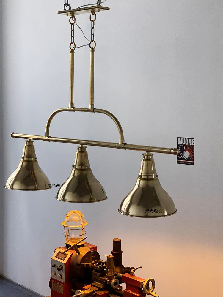 中古wuone灵光逸创 复古工业风格三头吊灯铜材工作室吧台餐厅灯