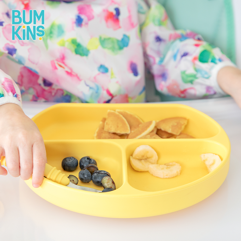 Bumkins宝宝餐盘儿童吃饭专用餐具硅胶辅食碗分格餐盘婴儿吸盘式
