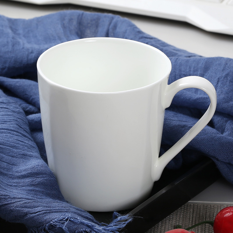 景德镇陶瓷杯子骨瓷水杯北欧式纯白色马克杯早餐咖啡杯奶杯无盖