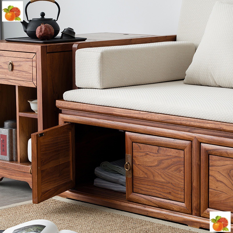 新中式实木罗汉床箱体储物加长椅塌仿古禅意沙发床老榆木家具