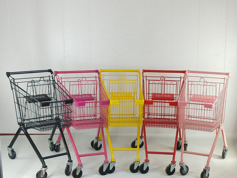 超市购物车 大号灰色推车 网红粉色小推车 粉色装饰 摄影道具推车