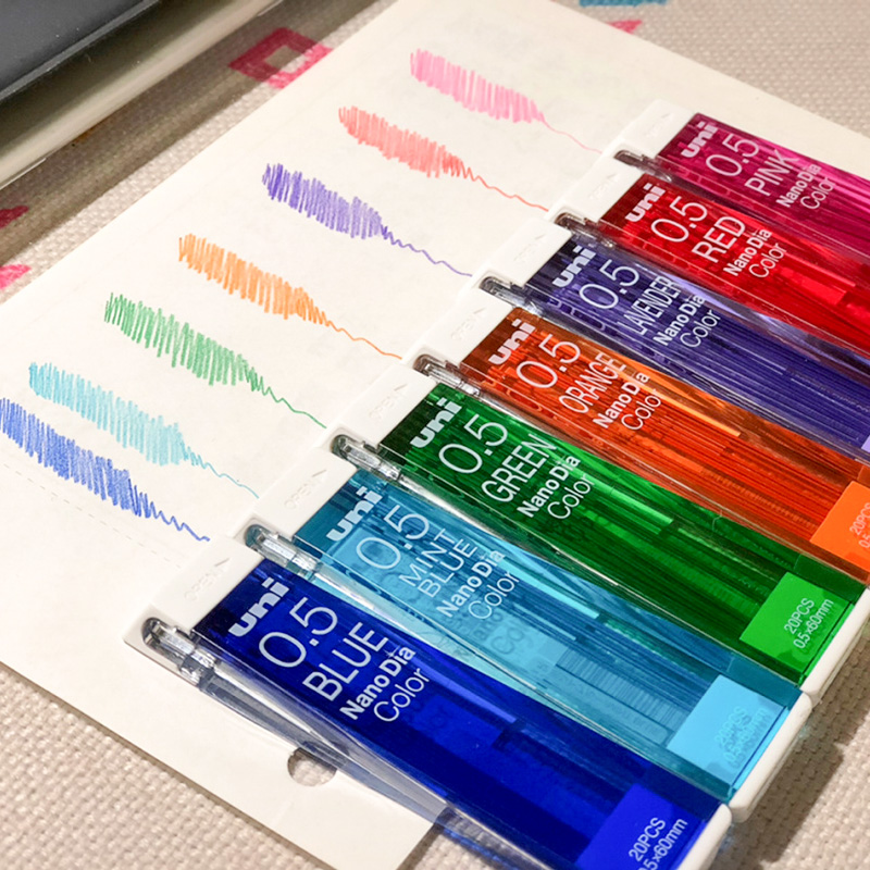 日本UNI三菱202nd彩色自动铅笔芯纳米不易断铅芯红色蓝手绘0.5mm