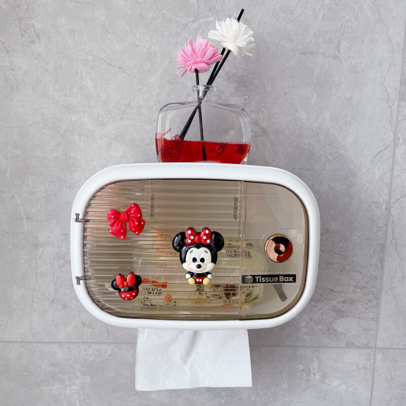 卡通卫生间纸巾盒透明免打孔置物架防水厕所卷纸浴室抽纸卫生纸盒
