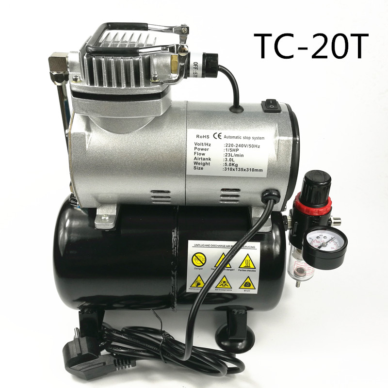 TC20T龙牙小型静音空压机家具皮革修补美甲模型上色喷笔气泵包邮