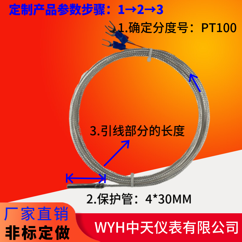 WYH中天仪表WZPF4-034防腐防尘防水型PT100铂热电阻非标定制优质