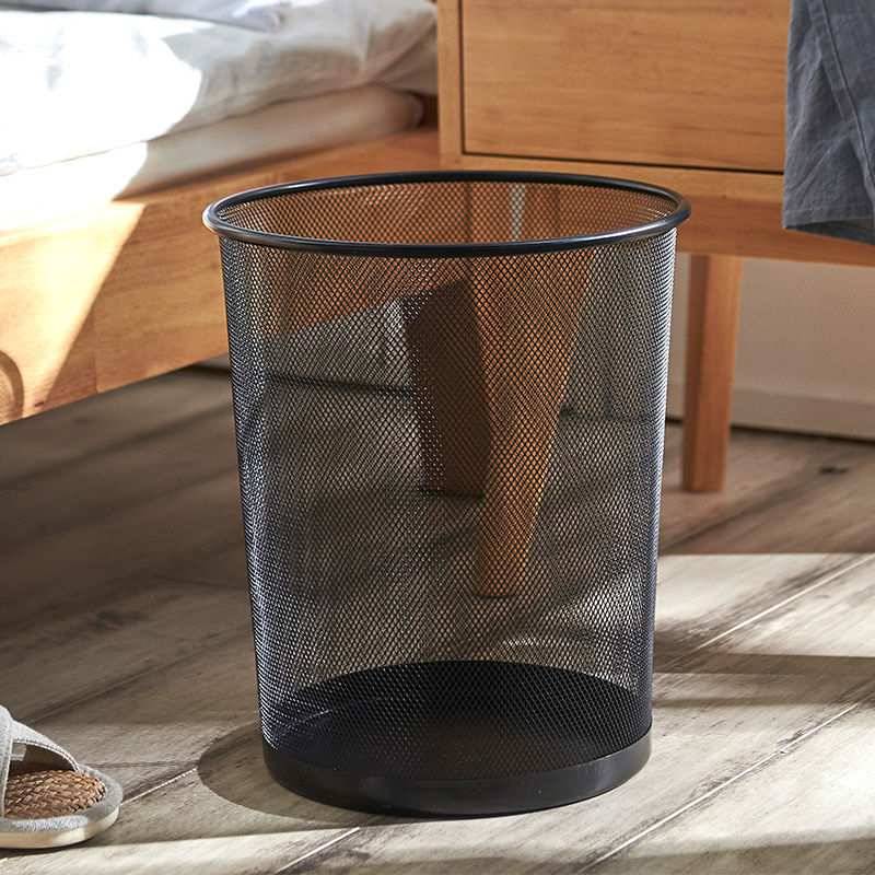 垃圾桶家用大容量办公室卧室客厅创意现代简约无盖金属铁网纸篓