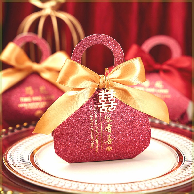 中式婚礼手提喜糖盒子结婚订婚专用创意喜糖礼盒装婚庆手拎礼品袋