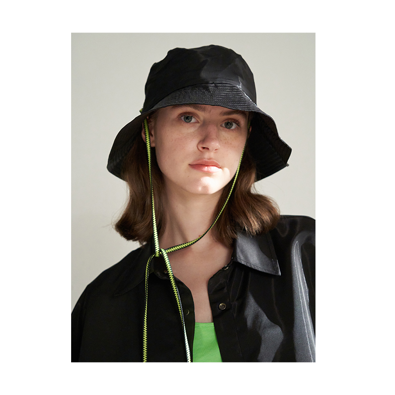 CUISUYUN独立设计师户外系列亮黑色光泽感休闲系绳渔夫帽