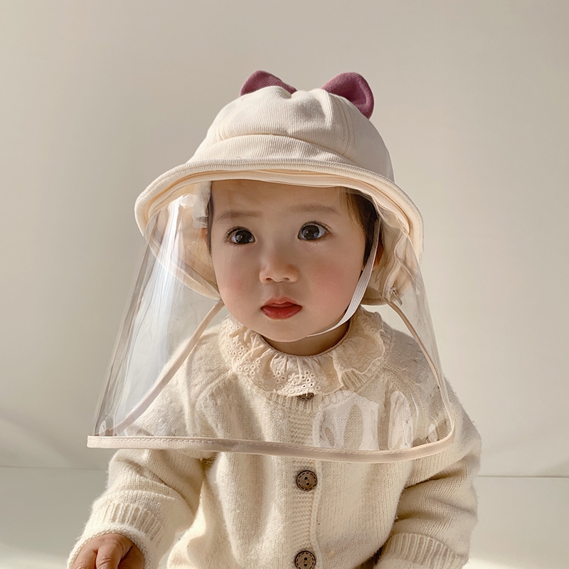 初生婴儿防护面罩脸罩防飞沫帽子0岁男女初生宝宝防护帽疫情外出
