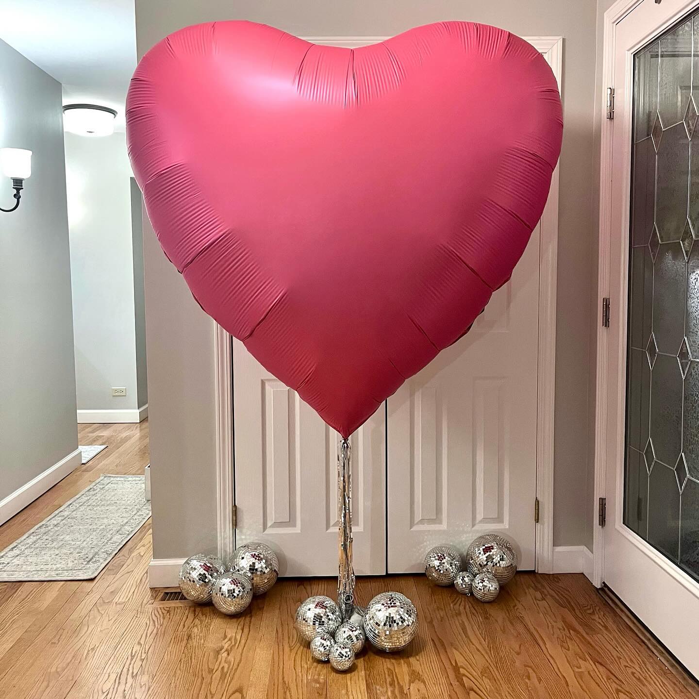 情人节玫红色68寸心型气球巨大爱心铝膜球开业布置装饰飘空氦气球