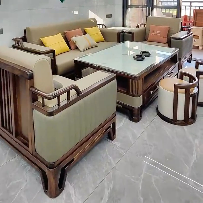 新中式乌金木沙发组合别墅酒店大小户型古典禅意实木沙发组合家具