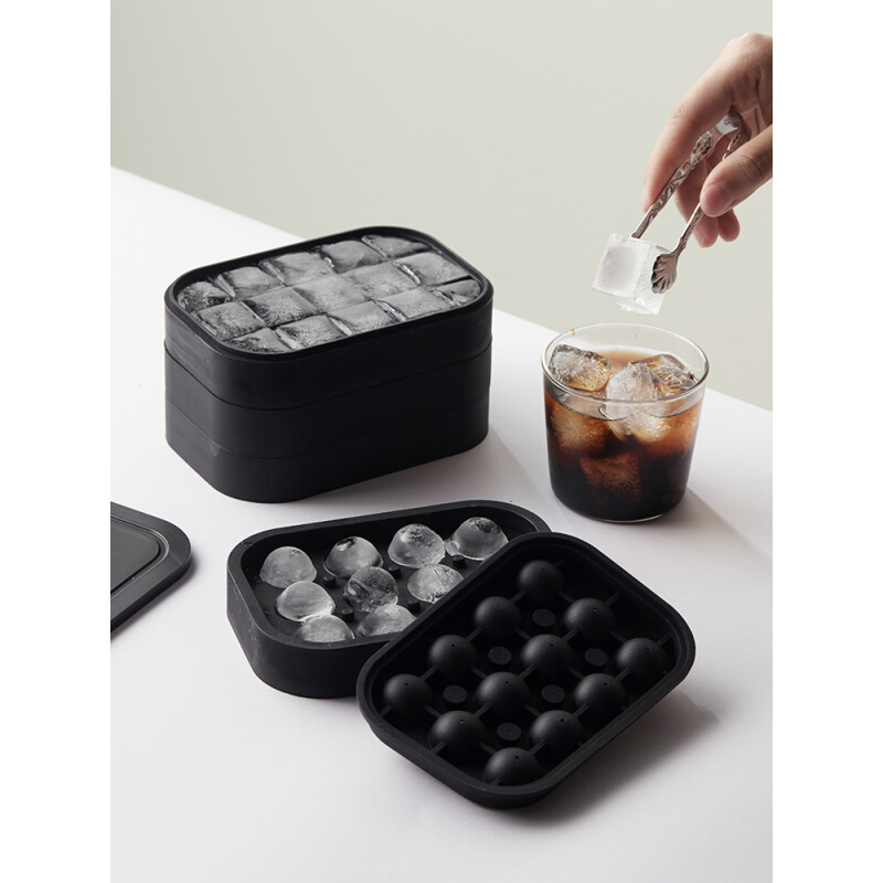 速发KBQ1黑色冰格磨具硅胶软冻冰块模具家用冷冻威士忌冰球制冰盒