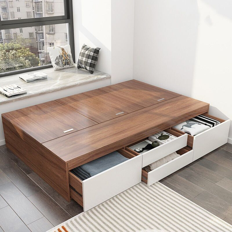 定制榻榻米床板式单人床现代简约高箱储物床实木箱体落地收纳床