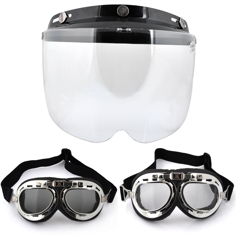 瓢盔电动电瓶摩托车头盔灰通用镜片防嗮眼镜前挡风镜透明茶色面罩