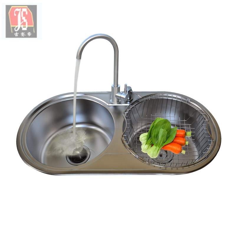 圆形双槽厨房洗菜盆水斗圆双水槽不锈钢洗碗池套餐8545专用