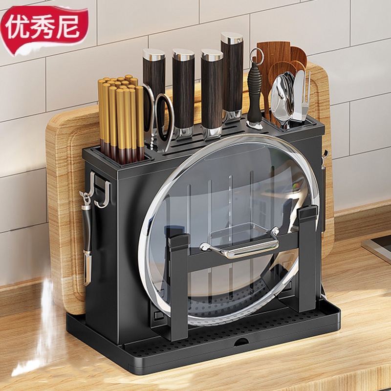 刀架厨房置物架壁挂筷子收纳菜板架一体多功能架子刀具菜刀砧板架