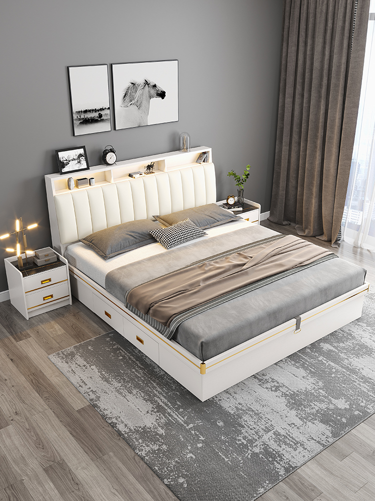 索菲亚高箱床储物床现代简约主卧1.8米北欧箱体床小户型收纳板式