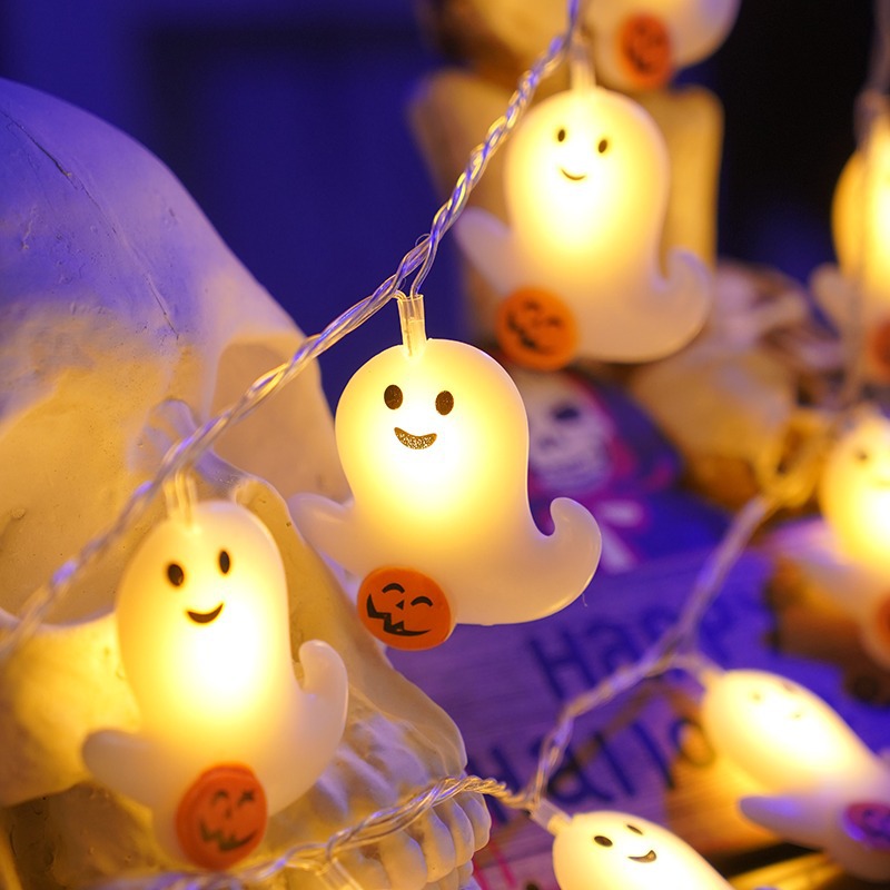 新品跨境LED装饰灯万圣节幽灵娃娃灯串鬼节派对氛围布置装饰灯串