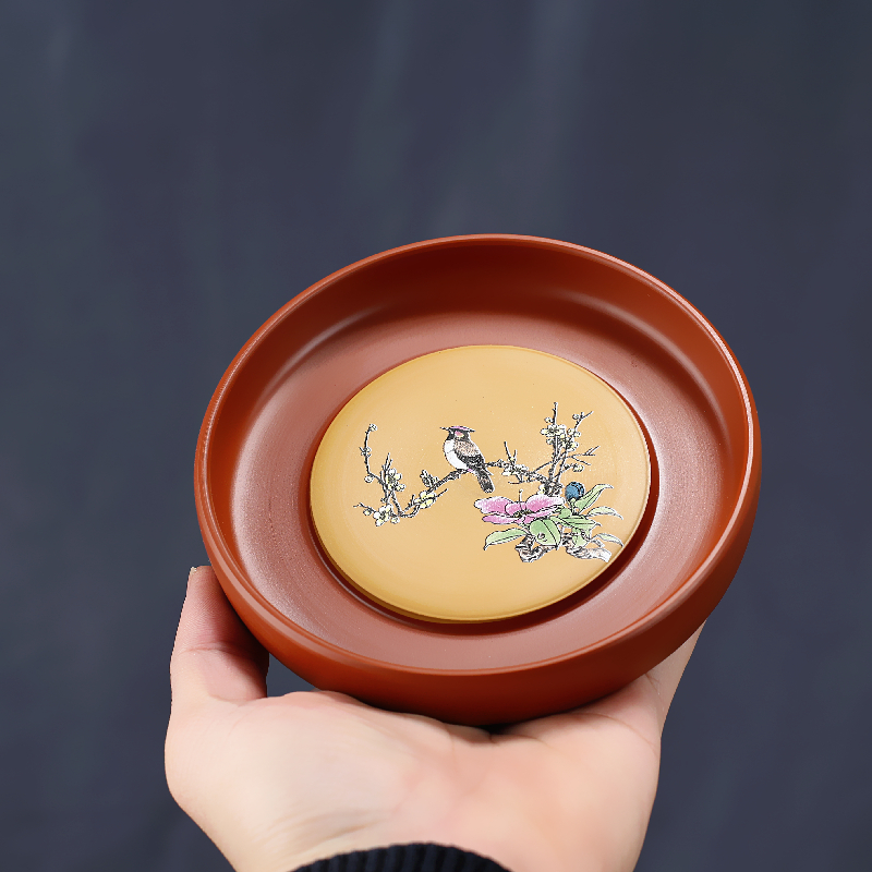 紫砂壶承手工干泡台小茶盘圆形储水式茶托养壶垫托盘杯垫隔热底座
