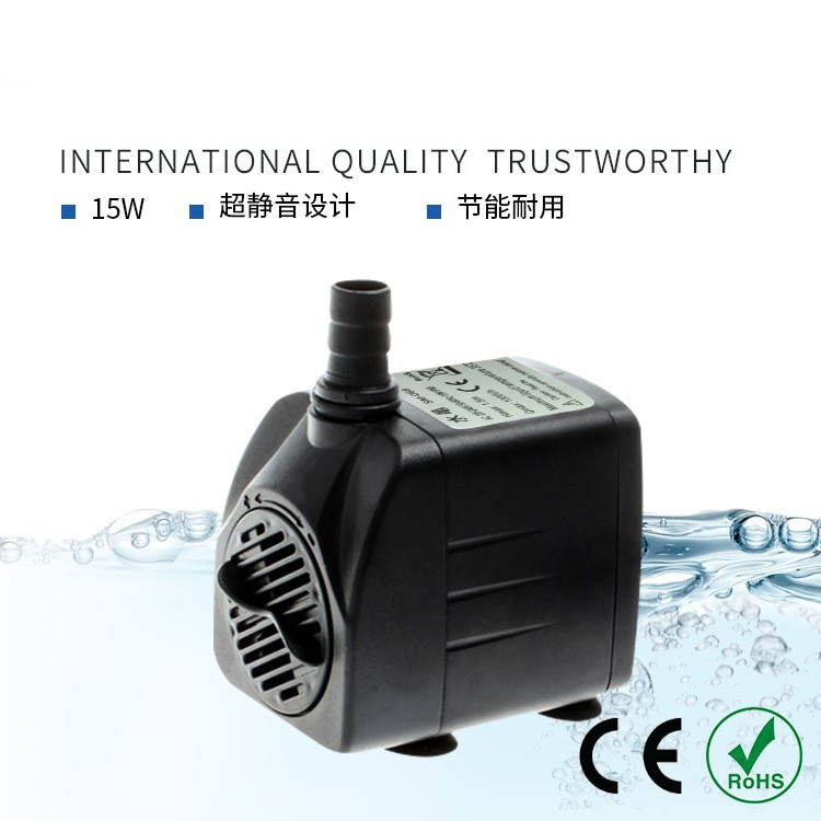 跨境美规110-220V泵头小型鱼缸潜水泵过滤泵循环制喷泉15W水泵