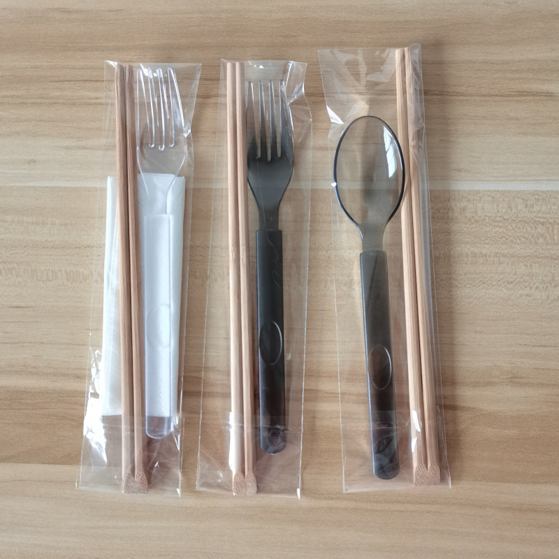 一次性餐具筷子三四件套叉子勺子筷子两件套装带纸巾外卖餐长柄勺