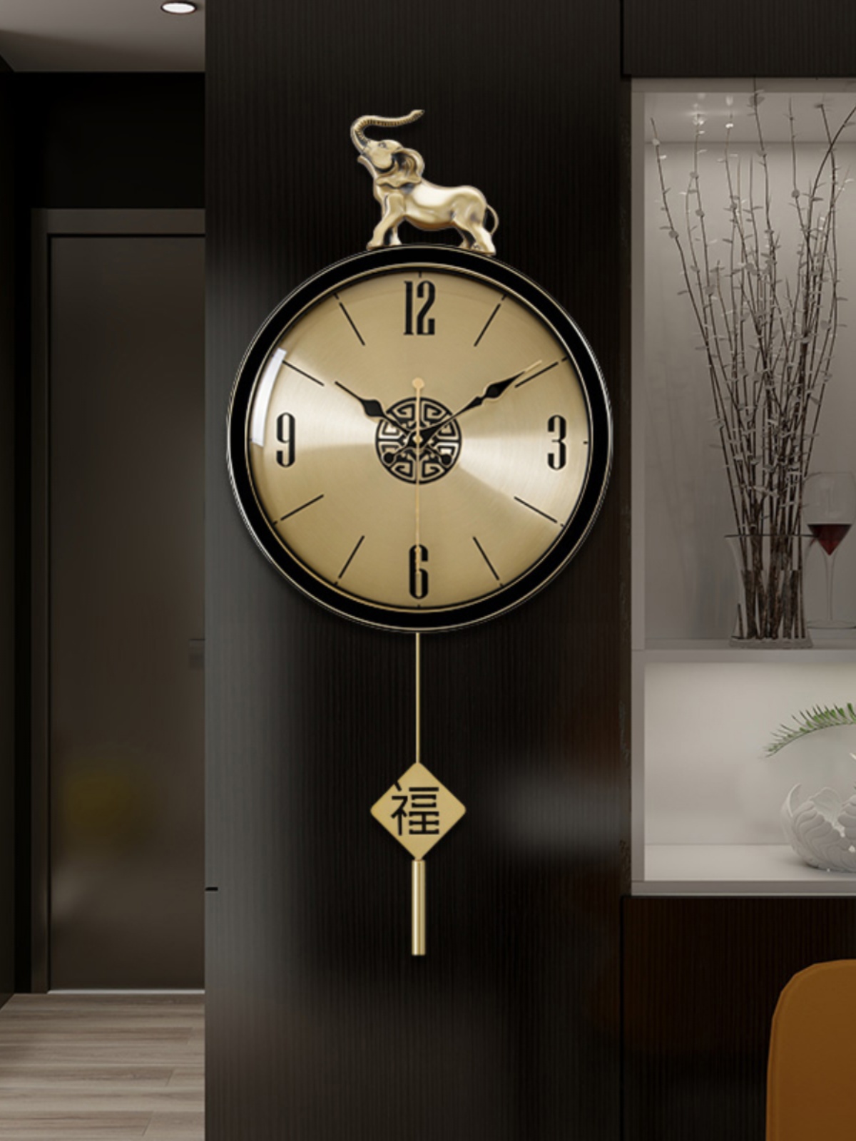 2023新款现代轻奢黄铜钟表挂钟家用客厅大气创意装饰时钟时尚挂表