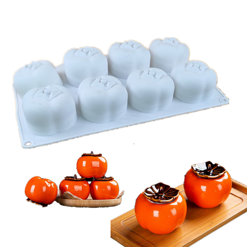 8连柿子慕斯蛋糕硅胶模具DIY手工皂模花生柿柿如意冰淇淋月饼磨具