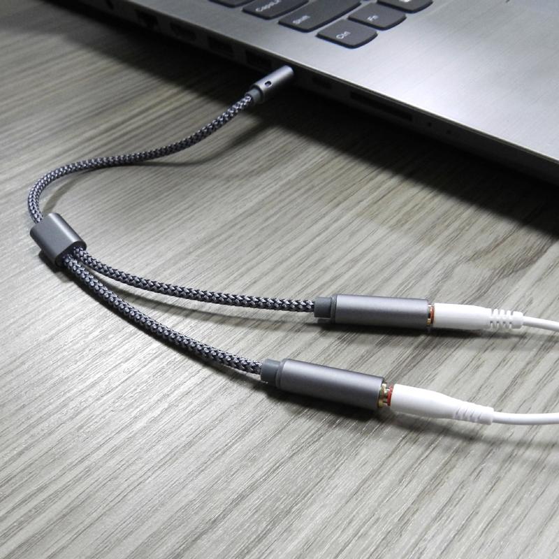 3.5mm耳机转接线金属一分二分线器延长音频手机电W脑音箱情侣分享