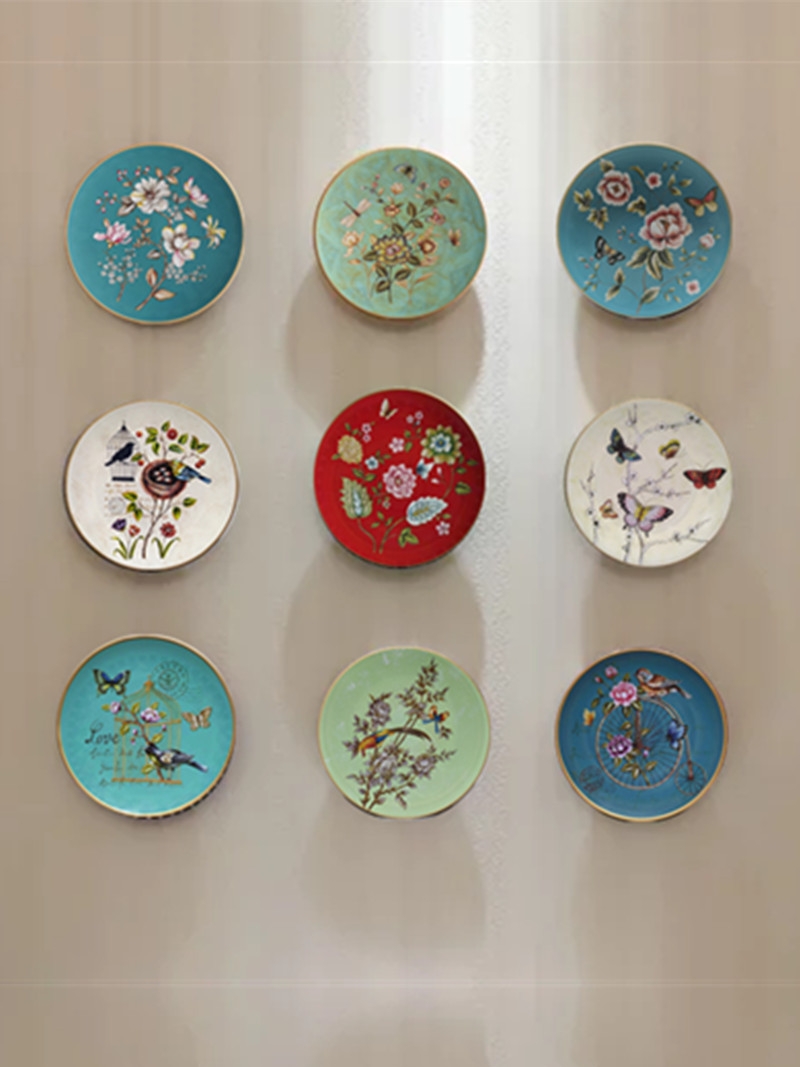 美式复古陶瓷盘子欧式花鸟创意墙面装饰挂盘沙发电视背景墙壁饰