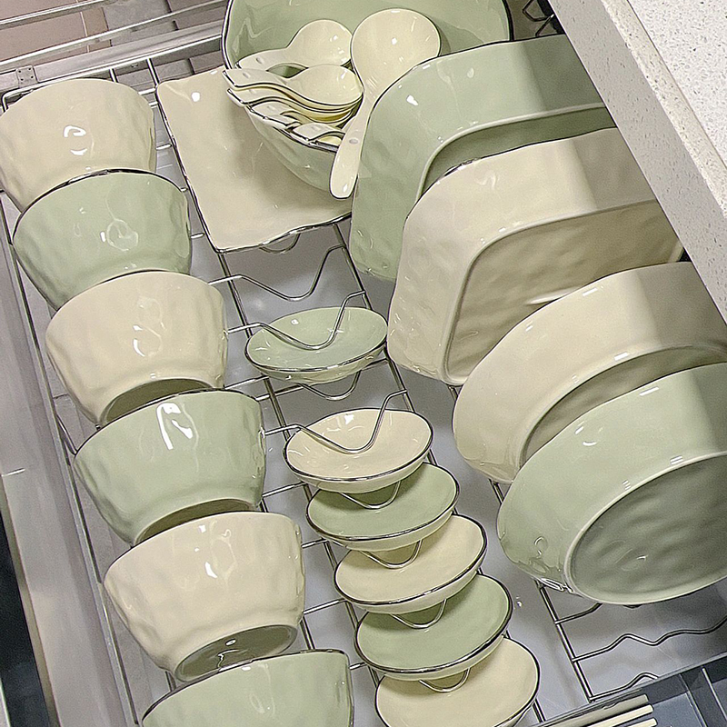 奶油风餐具碗碟套装家用清新碗具套装碗盘碗筷碗家用2024新款轻奢