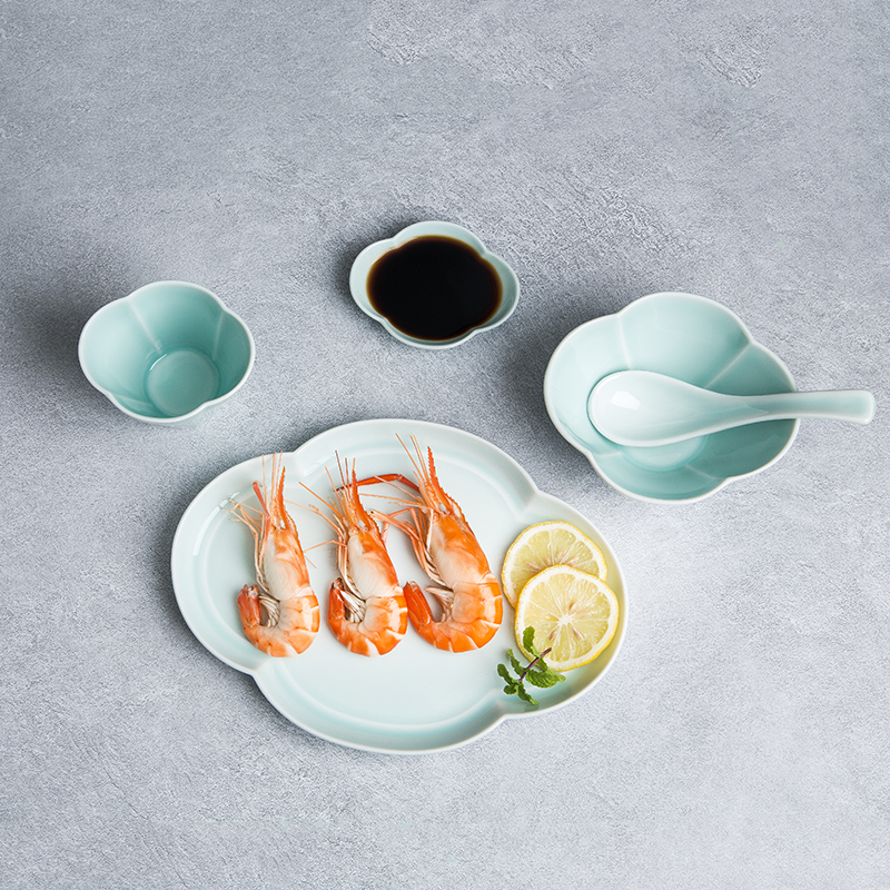 纯色影青釉漂亮个性中式创意碗盘碟餐具甜品碗点心盘特色小吃菜碟