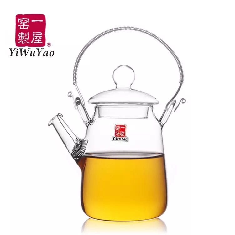 一屋窑高硼硅耐高温玻璃泡工艺 花茶壶 300ML不锈钢提梁茶壶FH206