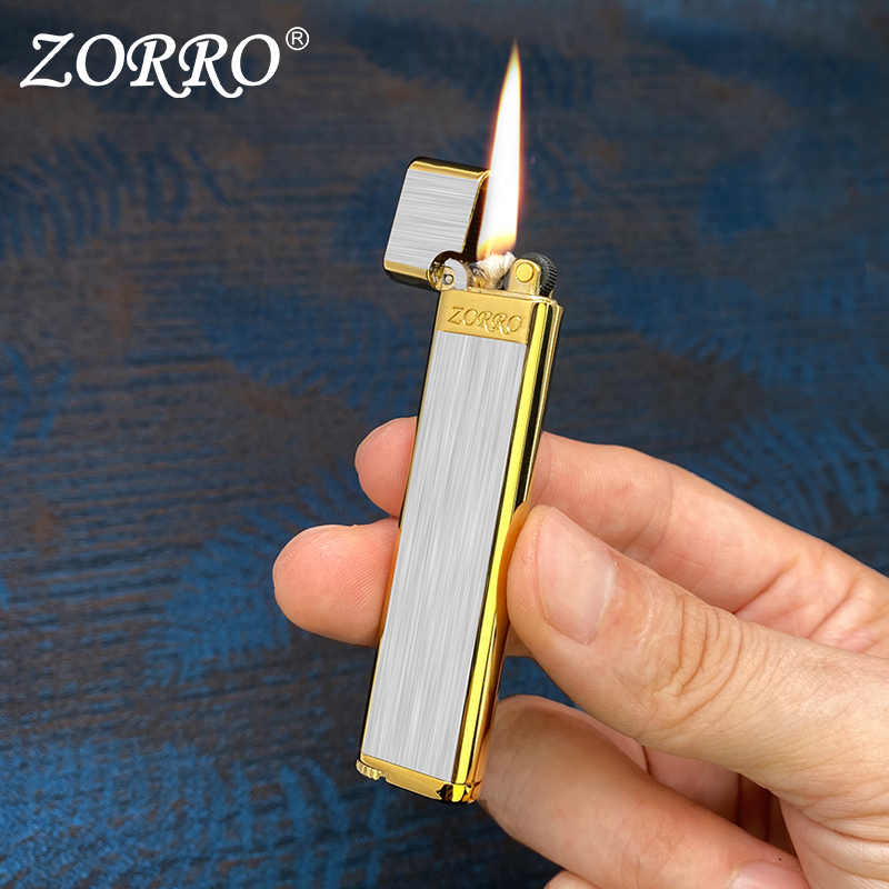 佐罗zorro煤油款打火机创意老式细黄铜个性滑轮定制复古新型迷你