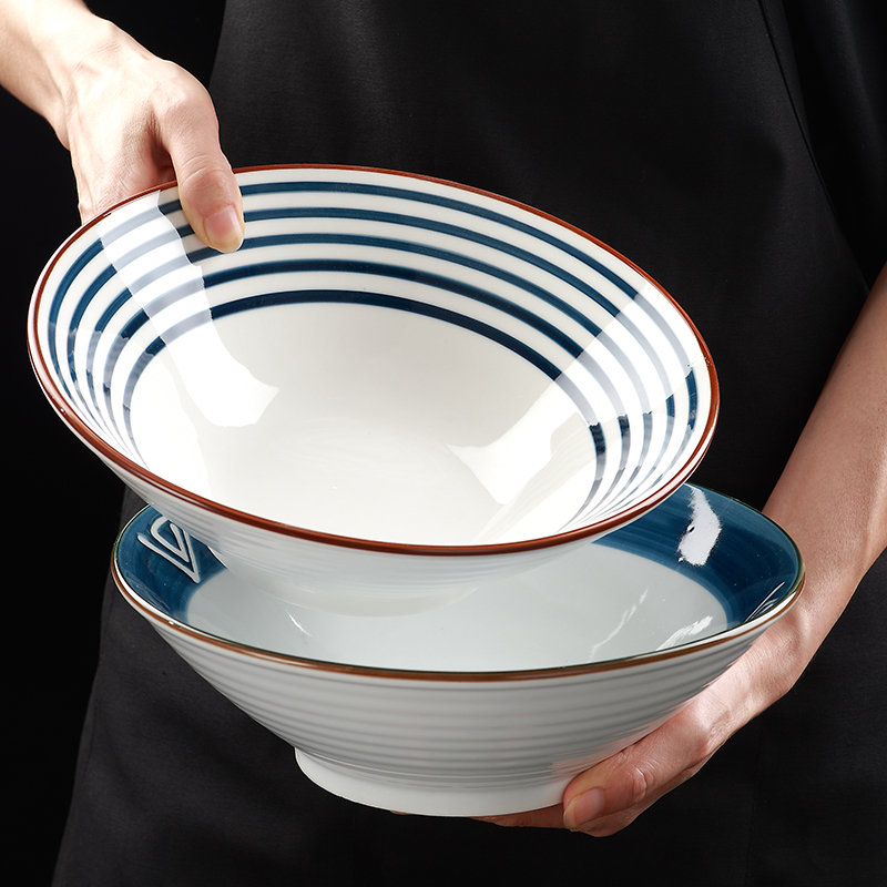 北欧家用面碗面馆专用斗笠碗水果沙拉碗日式餐具拉面碗单个泡面碗
