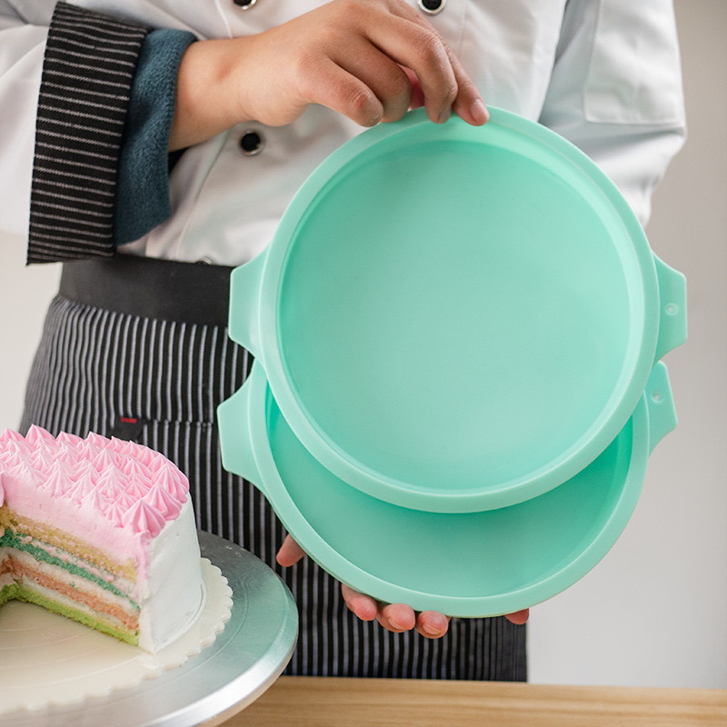 彩虹蛋糕模具4/6/8寸硅胶慕斯分层圆烤盘烤箱用家用烘焙硅胶模具