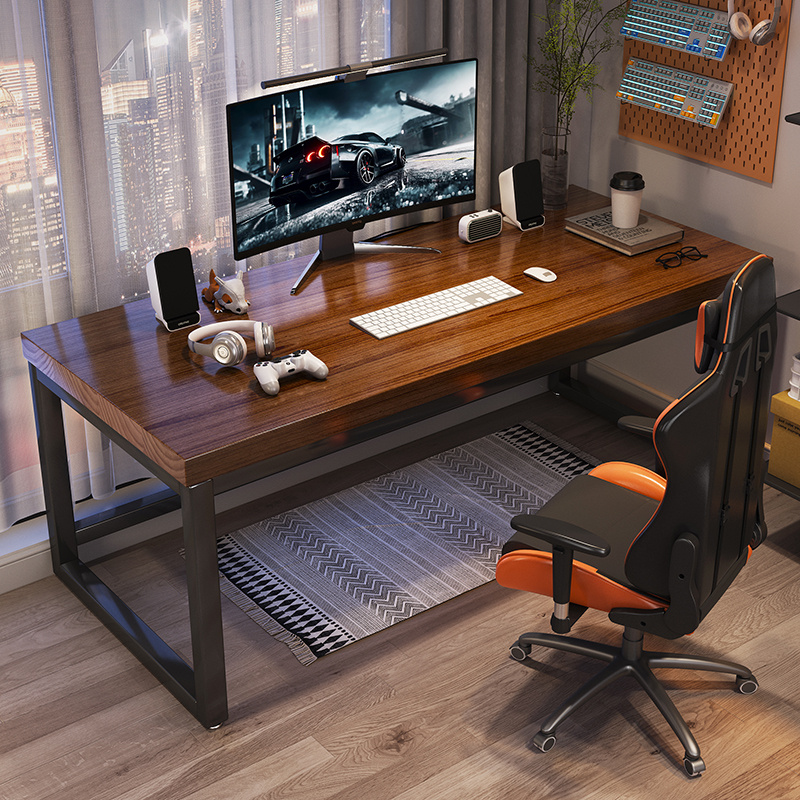 实木电脑桌台式家用书桌现代电竞桌工作台办公桌轻奢长方形桌子